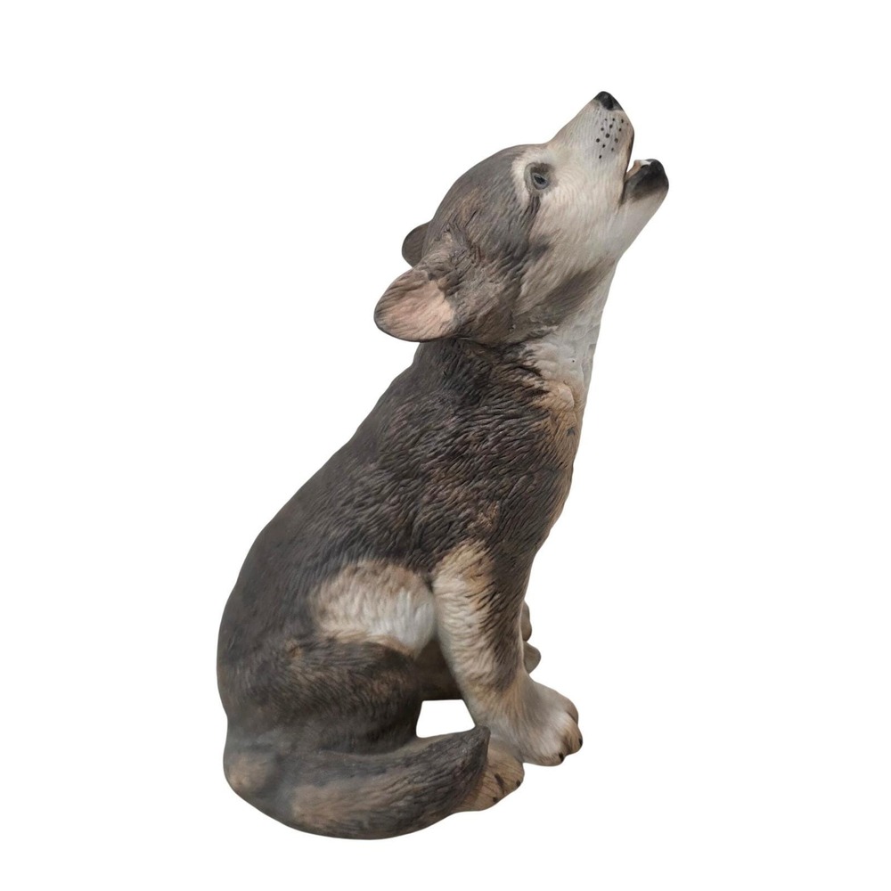 Lenox Smithsonian Gray Wolf Pup Howling‎ Figurine Porcelain Vintage 1992 6.5"